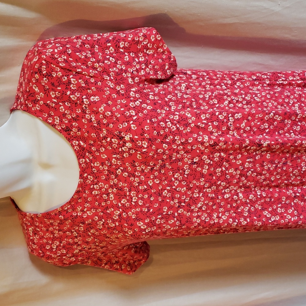Old Navy Red Floral Short Sleeve Mini Dress Women's Size Small